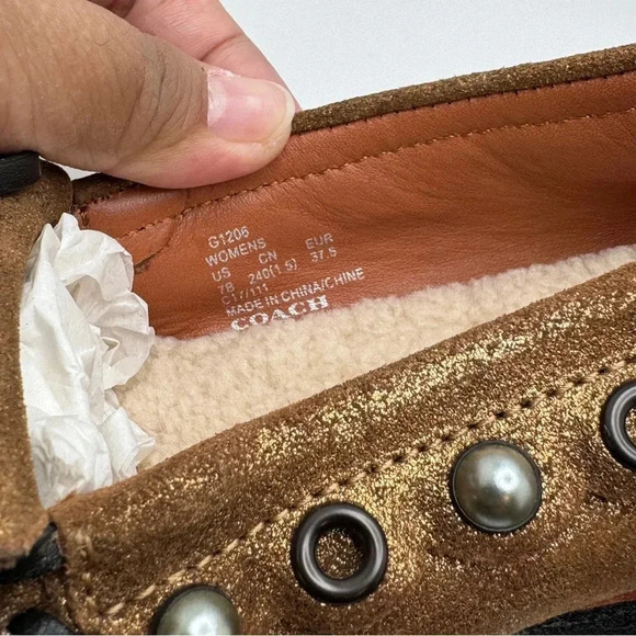 Coach Metallic Gold Rexy Roccasin Slip On Flats Size 7 - Picture 7 of 11